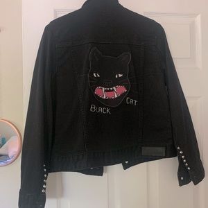 ZADIG & VOlTAIRE Denim Black Cat MOTO Jacket Sz S